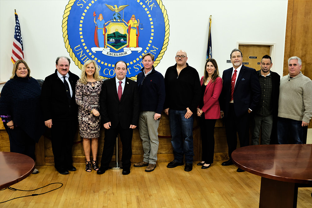 The new officials for the Town of Marlborough for 2022: [L-R] Gina Hansut and Tom Corcoran for the Ulster County Legislature; Colleen Corcoran as Town Clerk; Scott Corcoran for Supervisor; Gael Appler Jr as Deputy Supervisor; John Alonge as Highway Superintendent; Sherida Porpiglia Sessa as Councilwoman; Emanuel Cauchi and Dave Zambito as Councilmen and Stephen Jennison as Planning Board member.